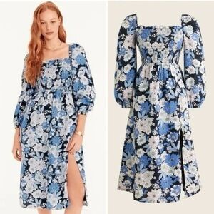 J.Crew smocked linen daydream midi dress in zinnia floral